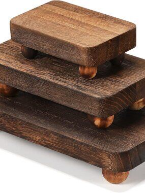 Wooden Risers Display Risers Pedestal Stands Rustic Farmhouse Trays Set of 3